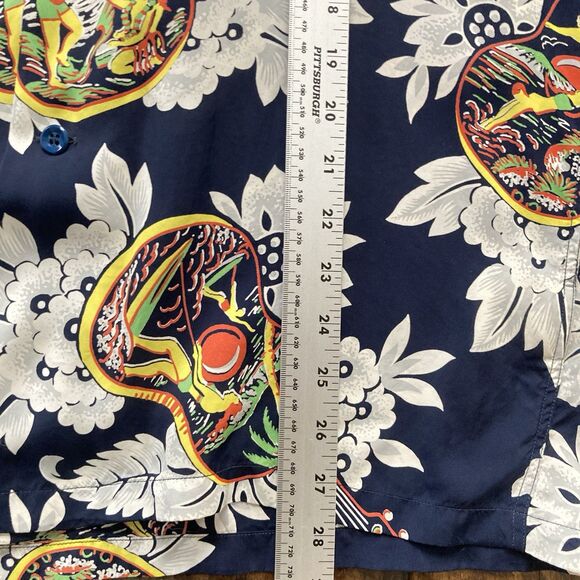 SUN SURF Aloha Hawaiian Shirt Large UKELELE MELODY Navy Rayon Made in Japan 2019 - Picture 11 of 11